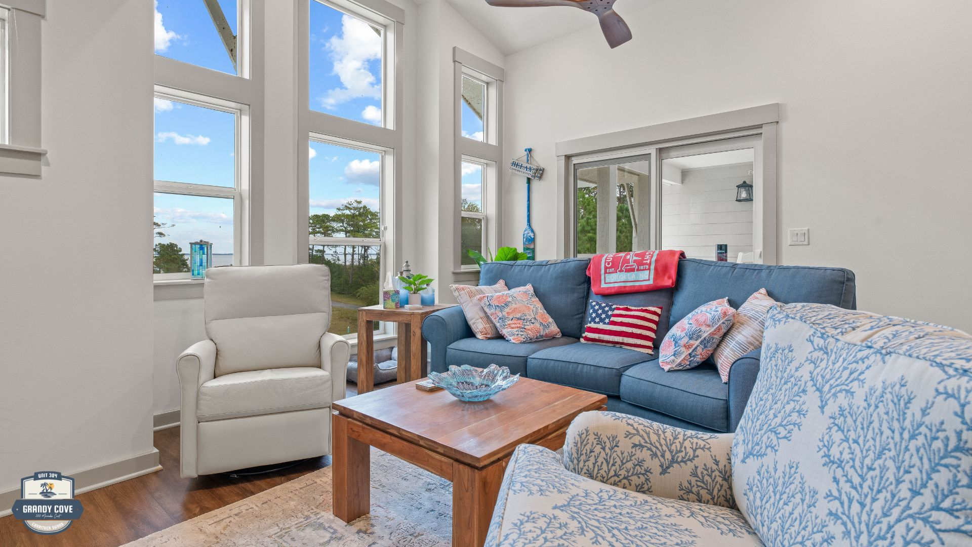 Grandy Cove waterfront balcony view