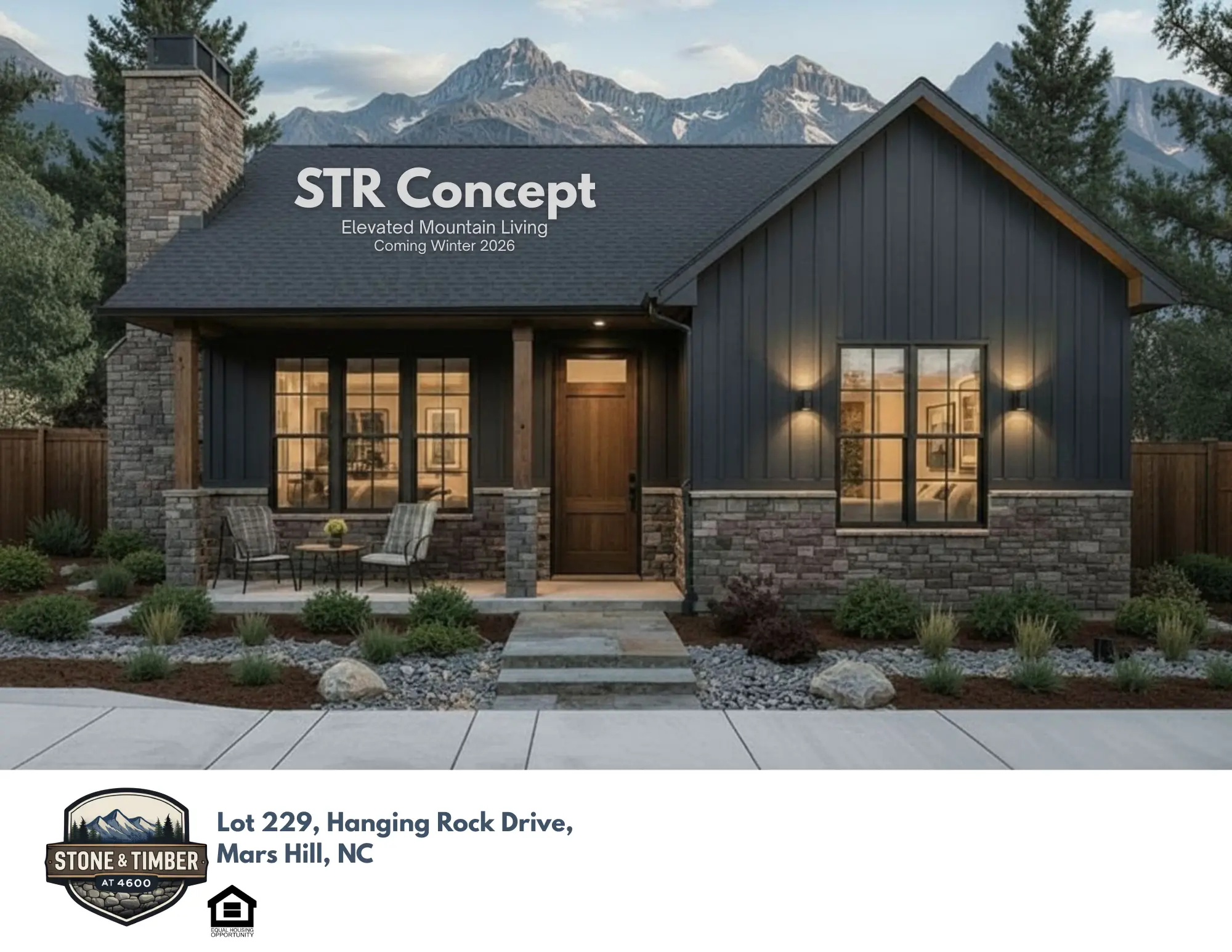 Stone and Timber at 4600 — Modern rustic mountain cabin at Lot 229, Hanging Rock Drive, Mars Hill NC